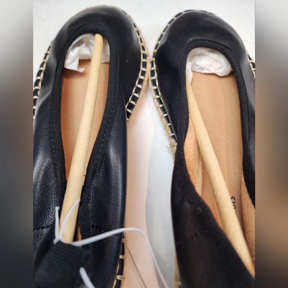New Black Espadrille Ballet Flats Womens Black Cushion Comfort Slipons Size 6 - Picture 5 of 12